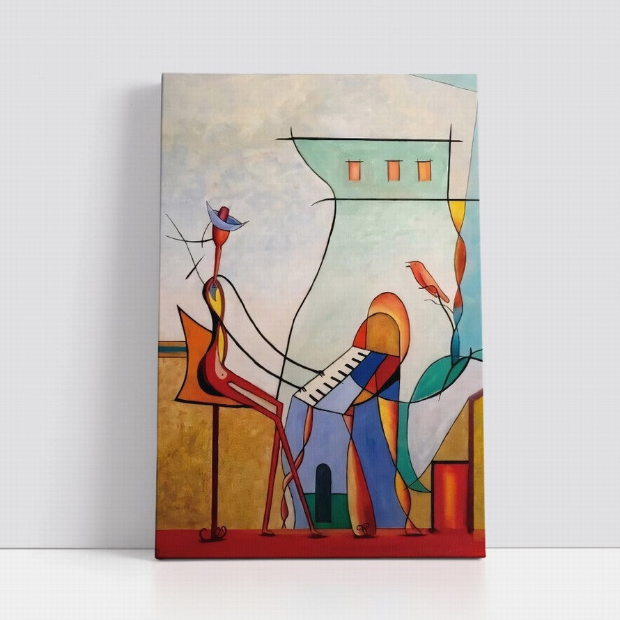 Eclectic Illustration of Flowers and a Building Canvas