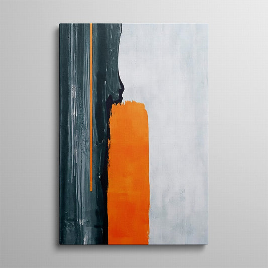Orange, White, Dark Splash Abstract Painting