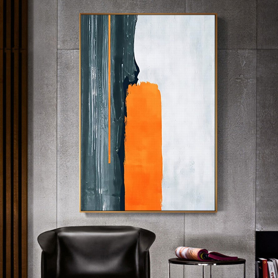 Orange, White, Dark Splash Abstract Painting