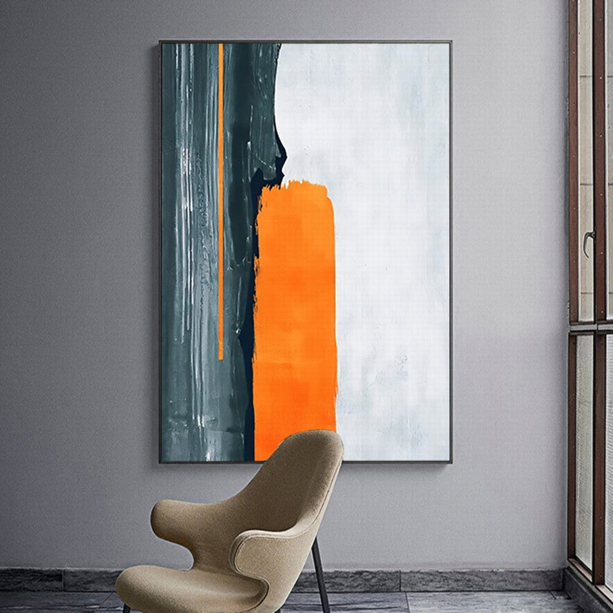Orange, White, Dark Splash Abstract Painting