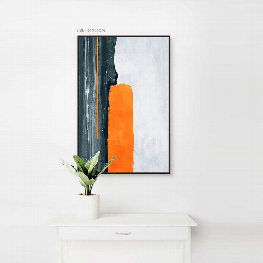 Orange, White, Dark Splash Abstract Painting