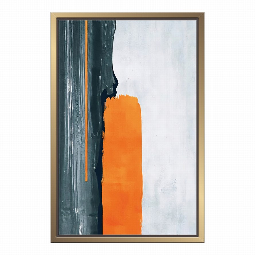 Orange, White, Dark Splash Abstract Painting