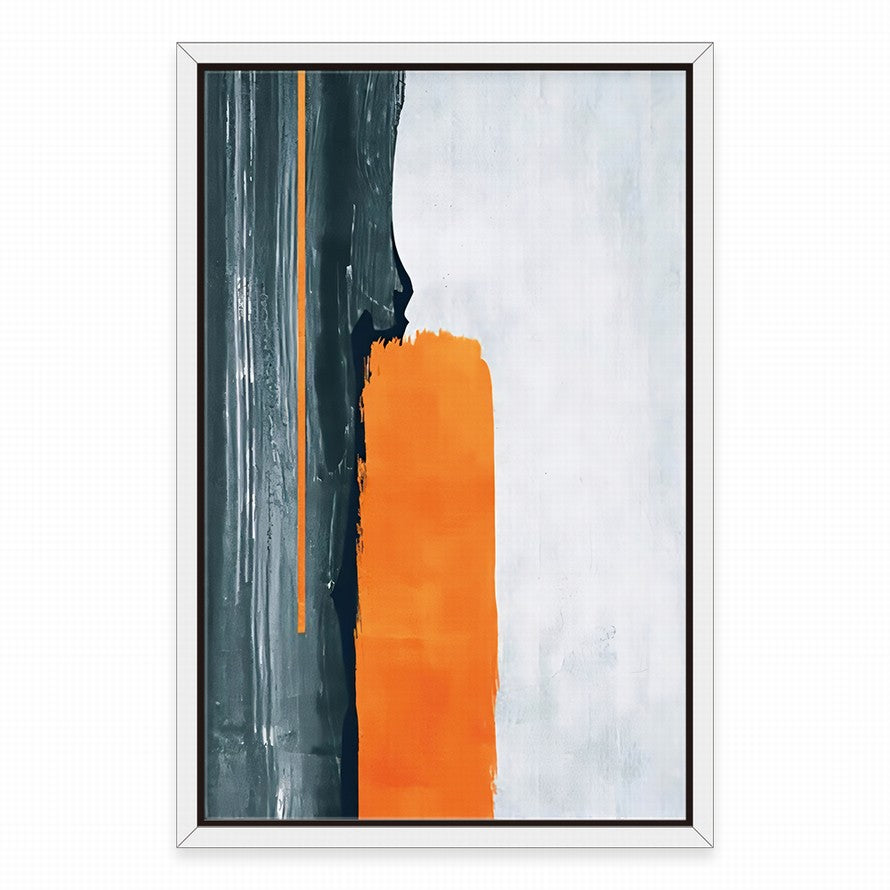 Orange, White, Dark Splash Abstract Painting
