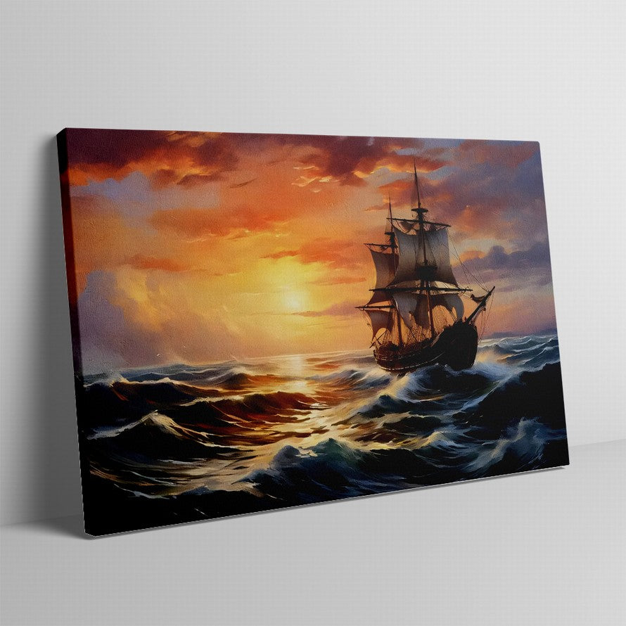 Twilight Sail, Golden Reflections Canvas