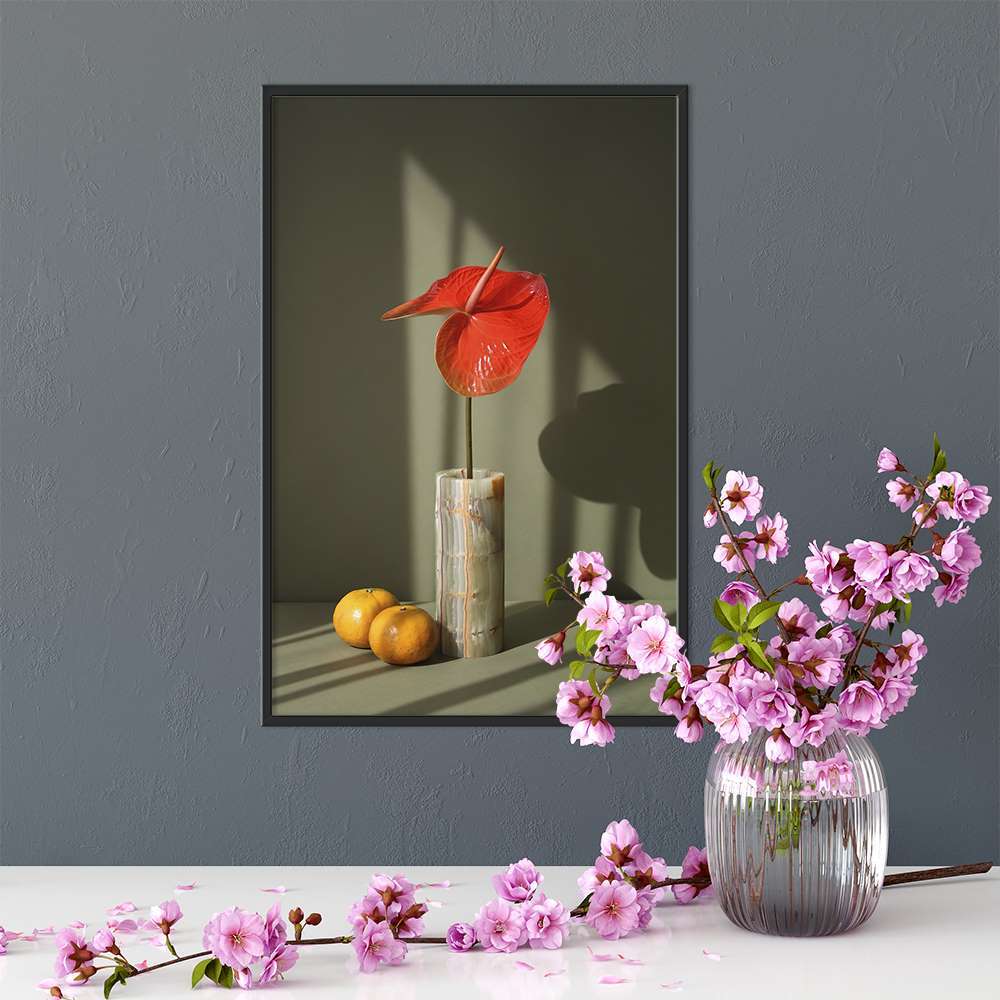 Morandi Red Flower In a Vase Prints