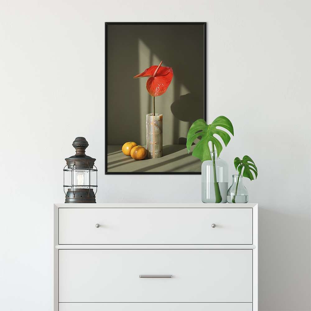 Morandi Red Flower In a Vase Prints
