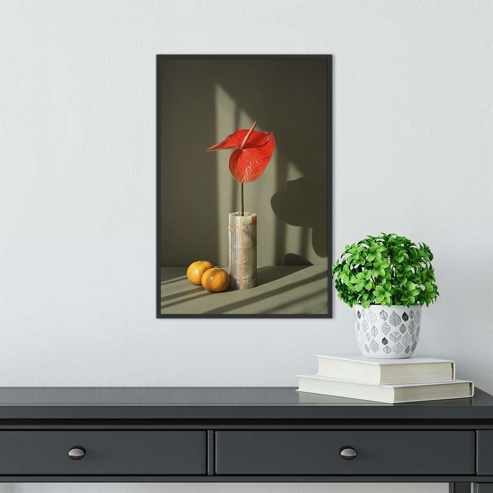 Morandi Red Flower In a Vase Prints