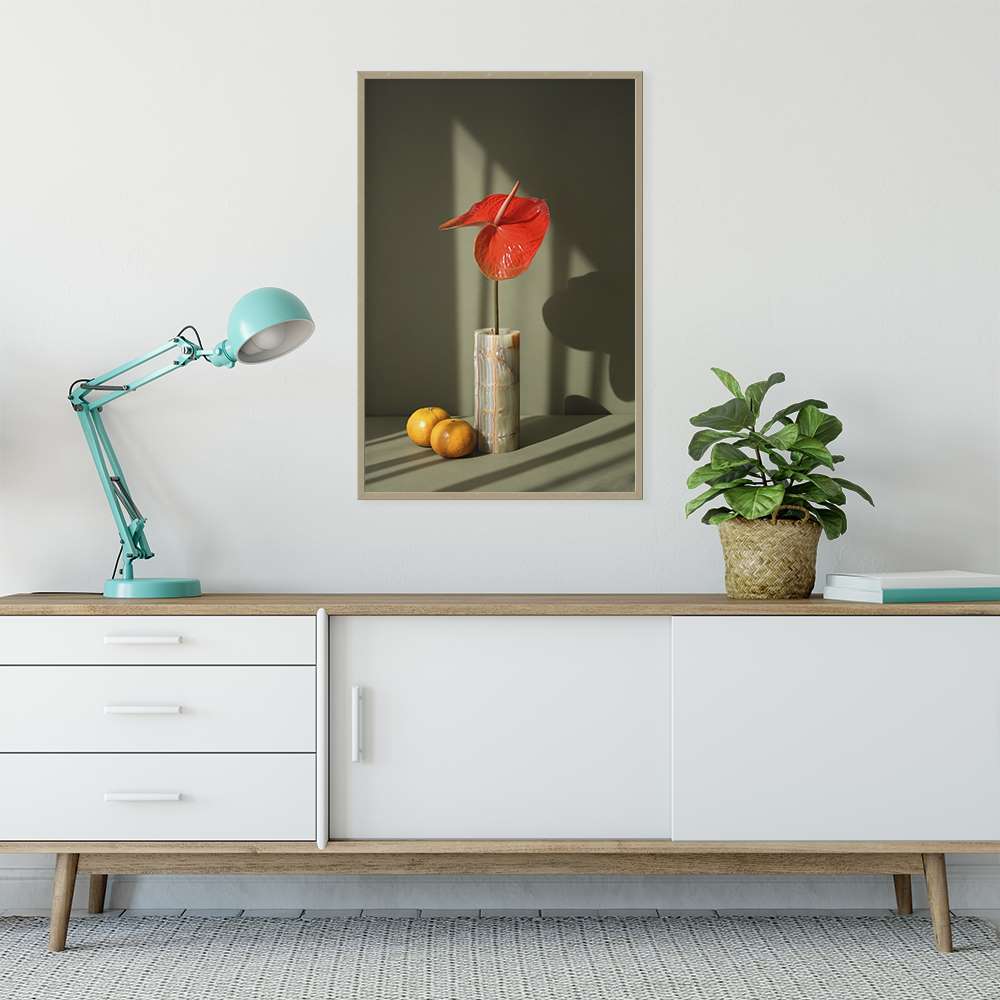 Morandi Red Flower In a Vase Prints