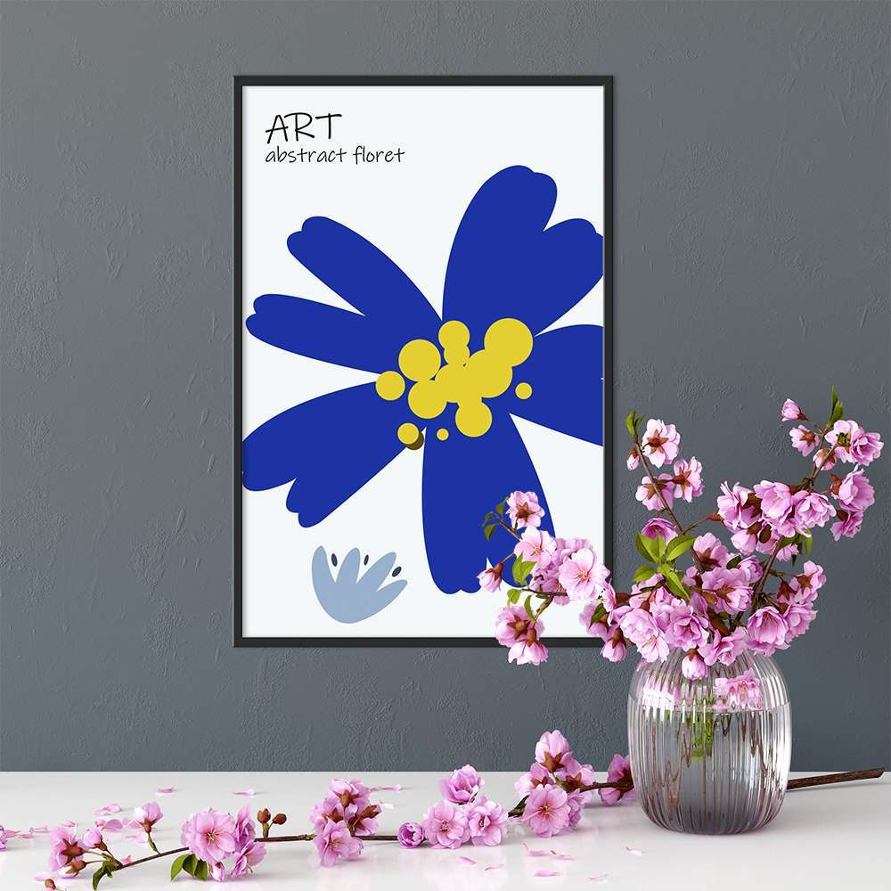 Klein Blue Art Flower Dotted Yellow Prints