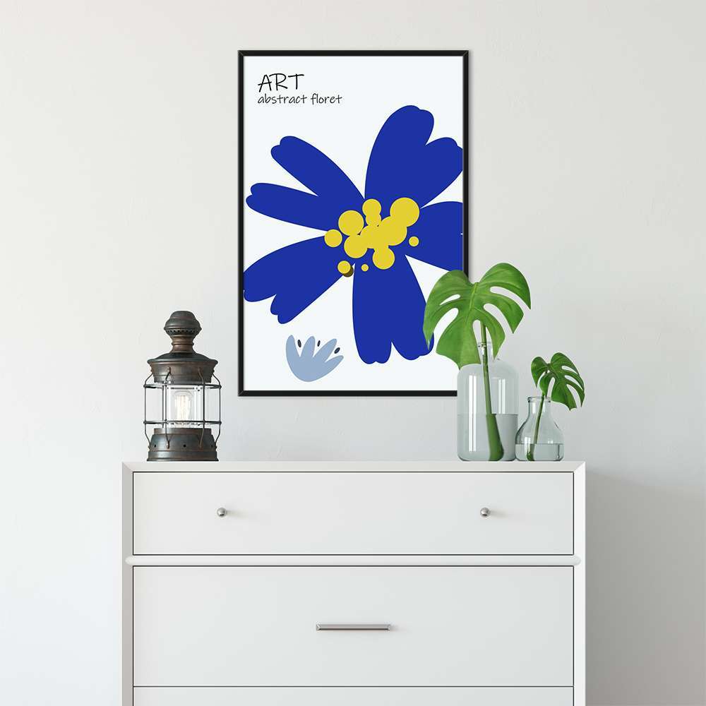 Klein Blue Art Flower Dotted Yellow Prints