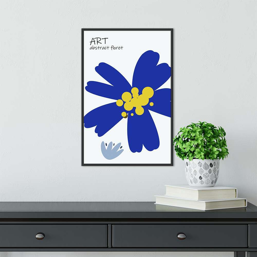 Klein Blue Art Flower Dotted Yellow Prints