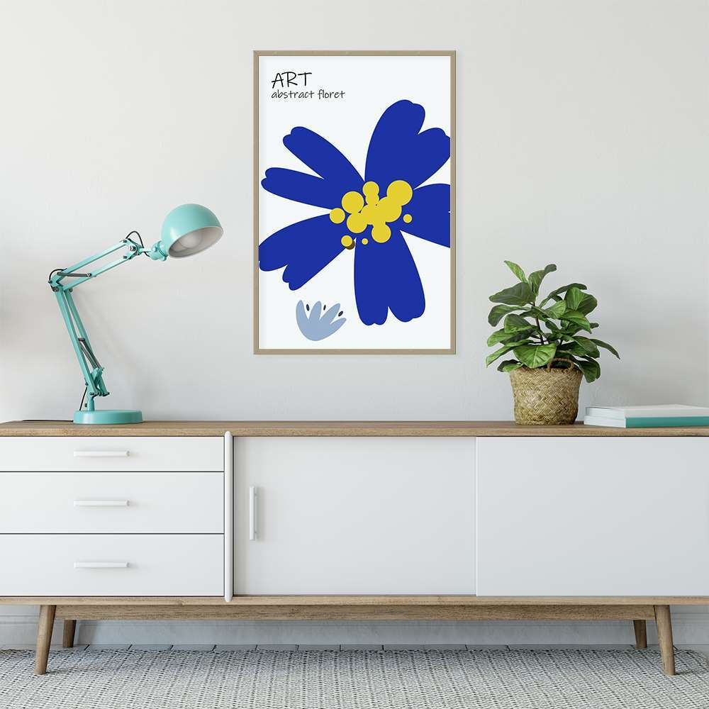 Klein Blue Art Flower Dotted Yellow Prints