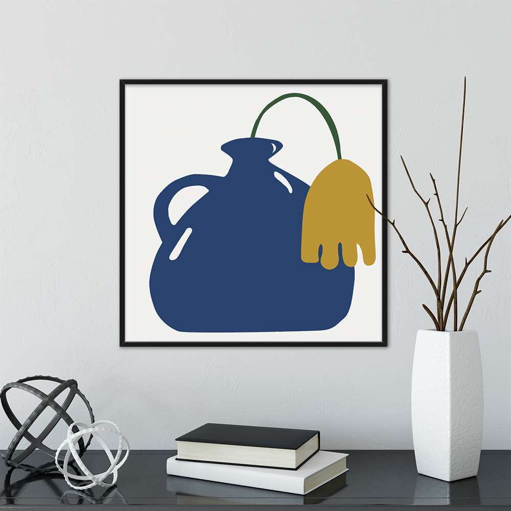 Klein Blue Art Vase With Tulip Prints