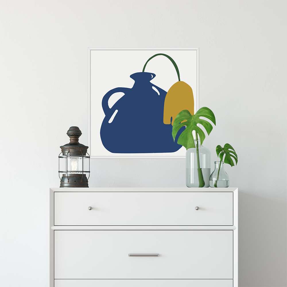 Klein Blue Art Vase With Tulip Prints