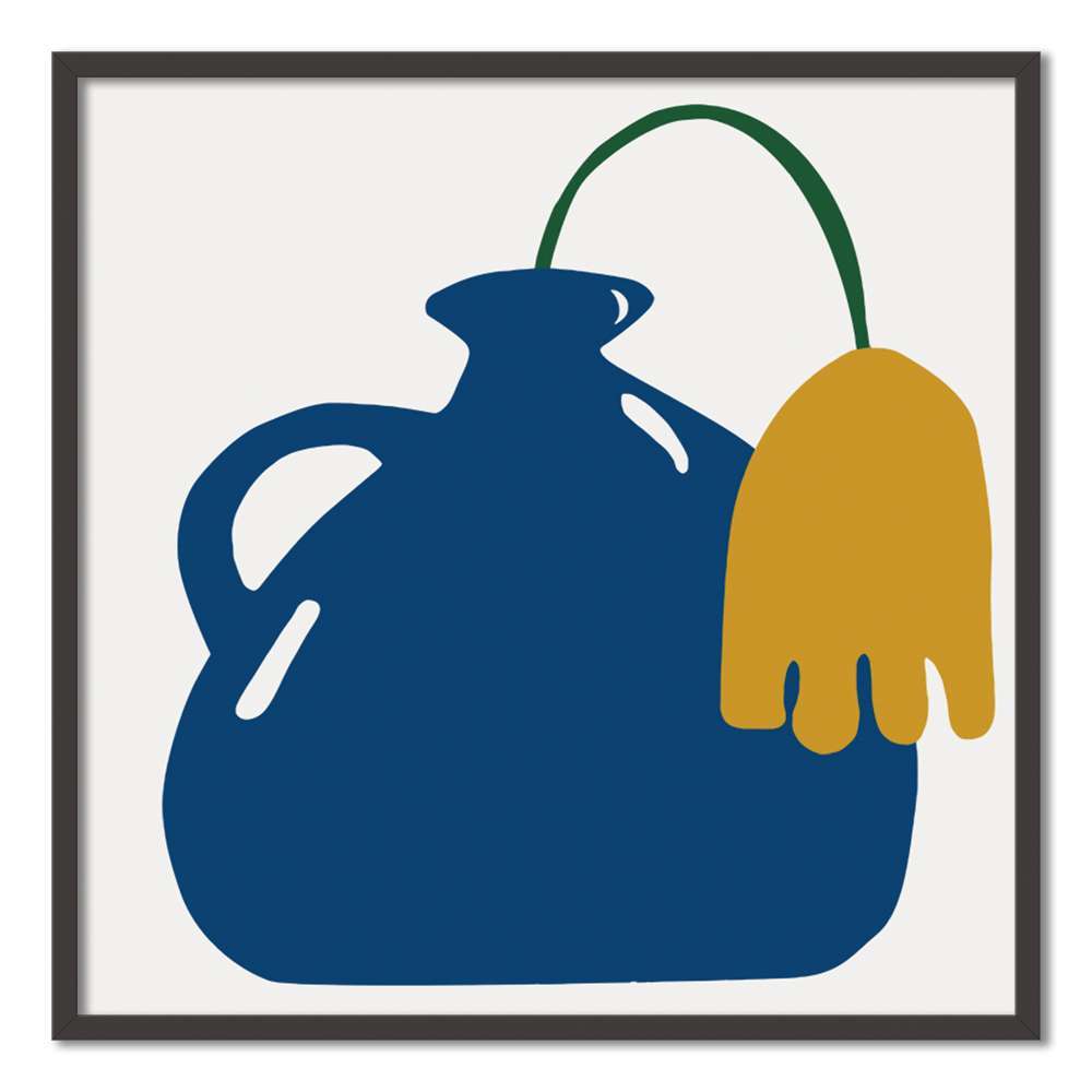Klein Blue Art Vase With Tulip Prints
