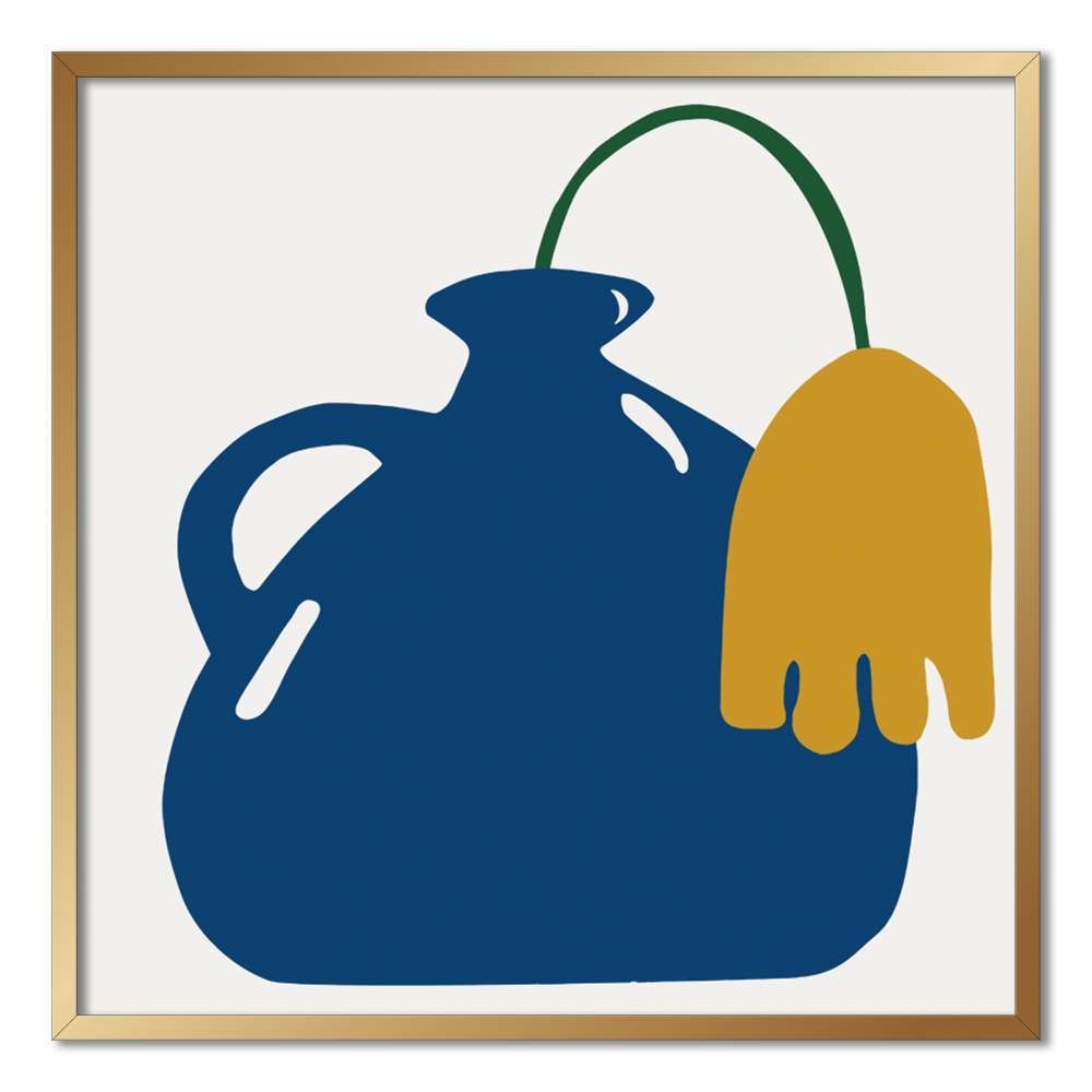 Klein Blue Art Vase With Tulip Prints