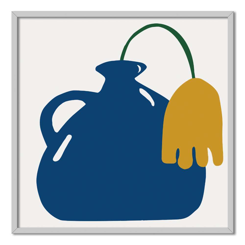 Klein Blue Art Vase With Tulip Prints
