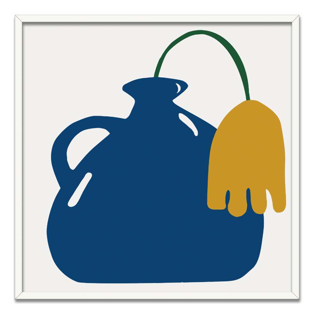 Klein Blue Art Vase With Tulip Prints