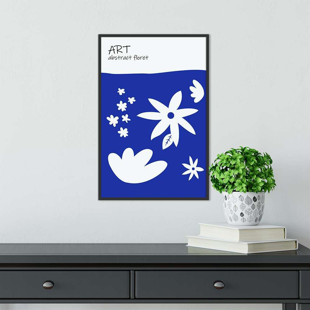 Klein Blue Art Pieces of WhiteFlower Prints