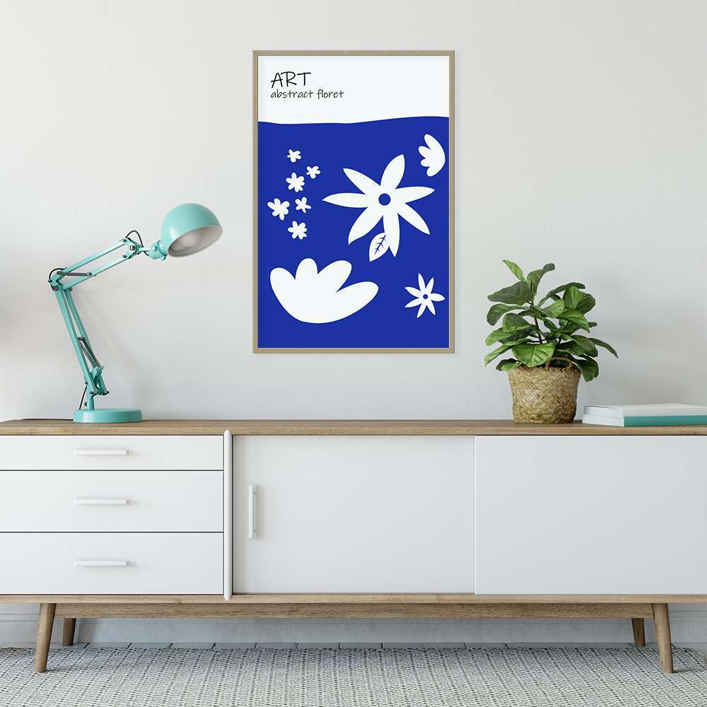 Klein Blue Art Pieces of WhiteFlower Prints