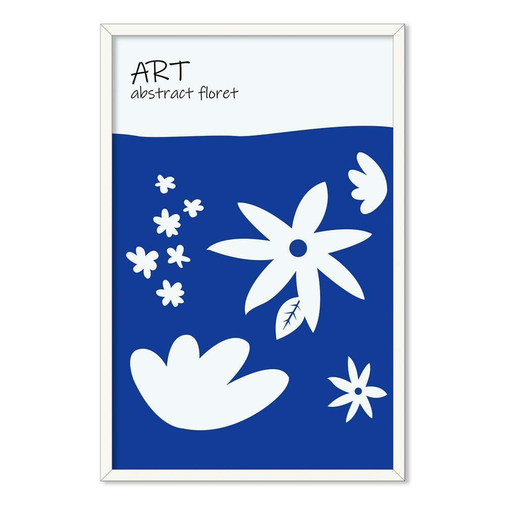 Klein Blue Art Pieces of WhiteFlower Prints