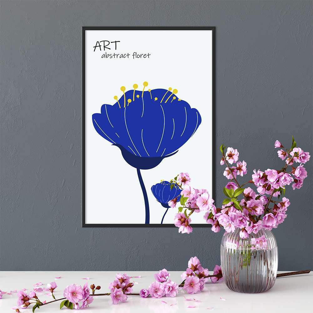 Klein Blue Art Flowers Stroke Illustration Prints