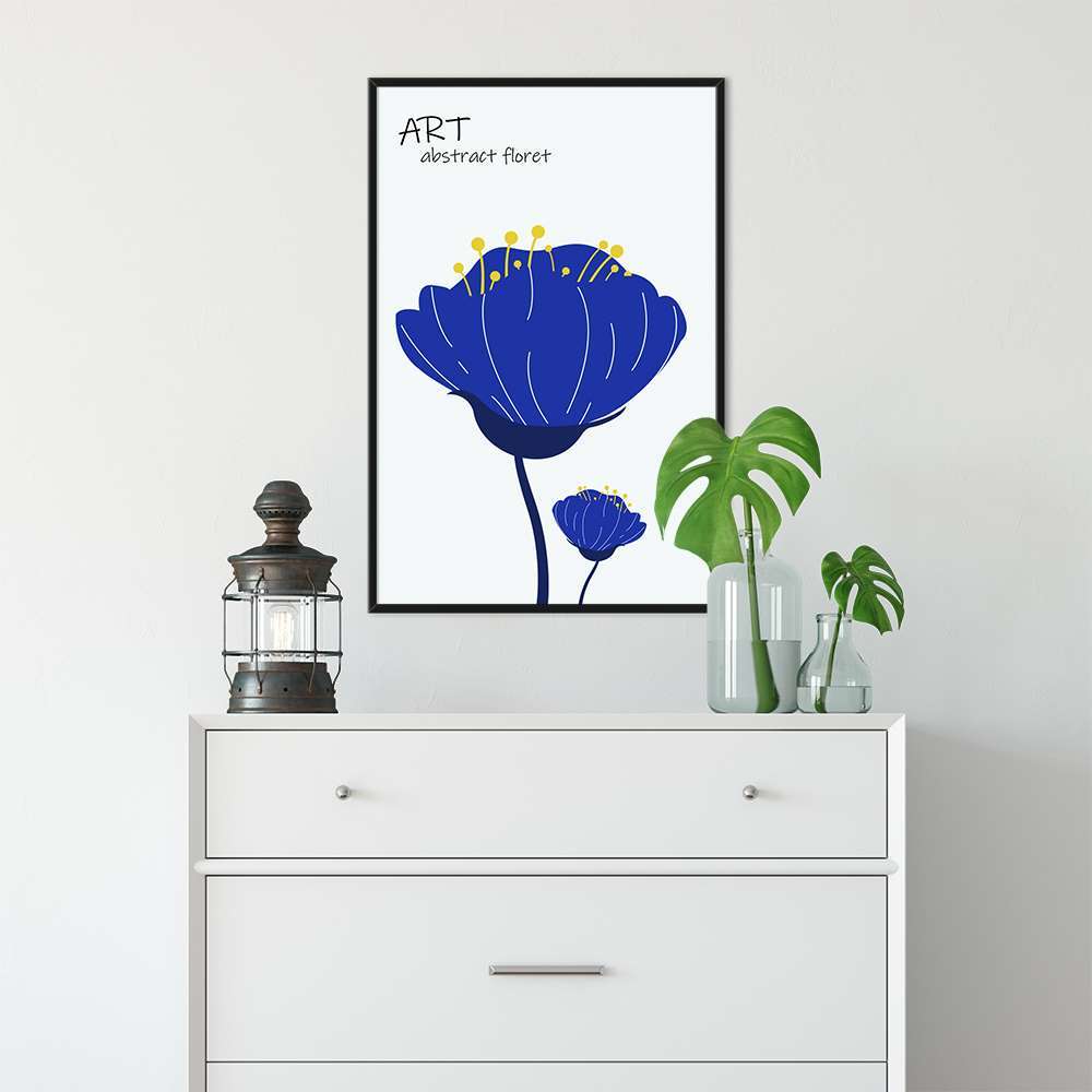 Klein Blue Art Flowers Stroke Illustration Prints