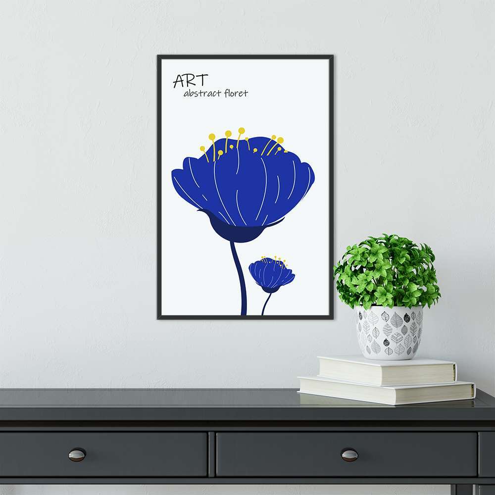 Klein Blue Art Flowers Stroke Illustration Prints
