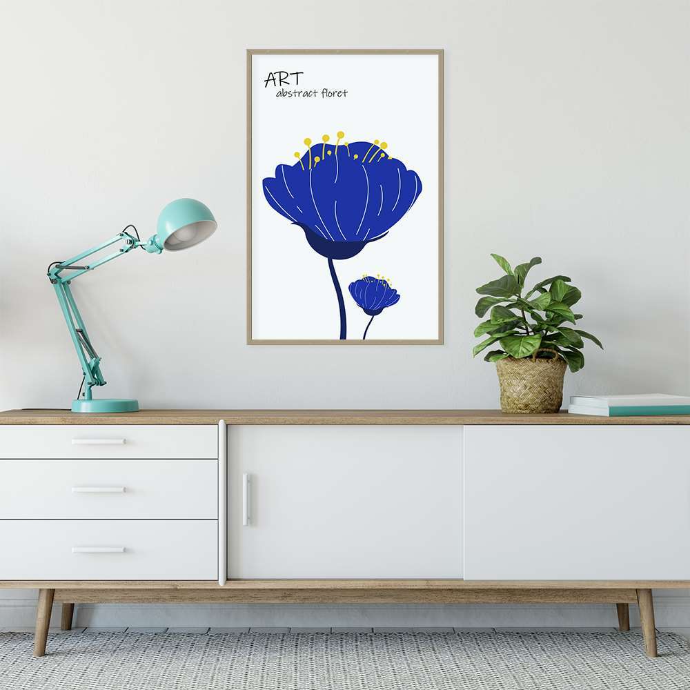 Klein Blue Art Flowers Stroke Illustration Prints
