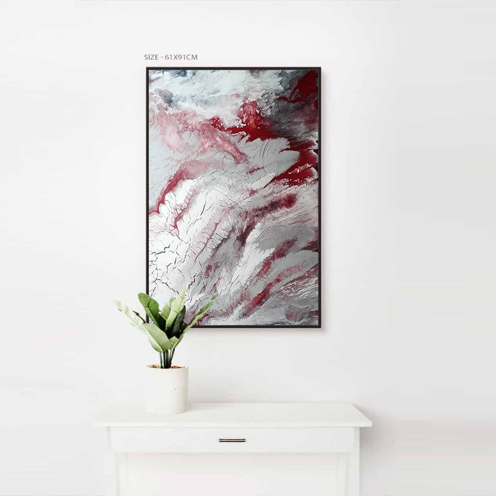 Blow Out in Red and White Abstract Oil Painting