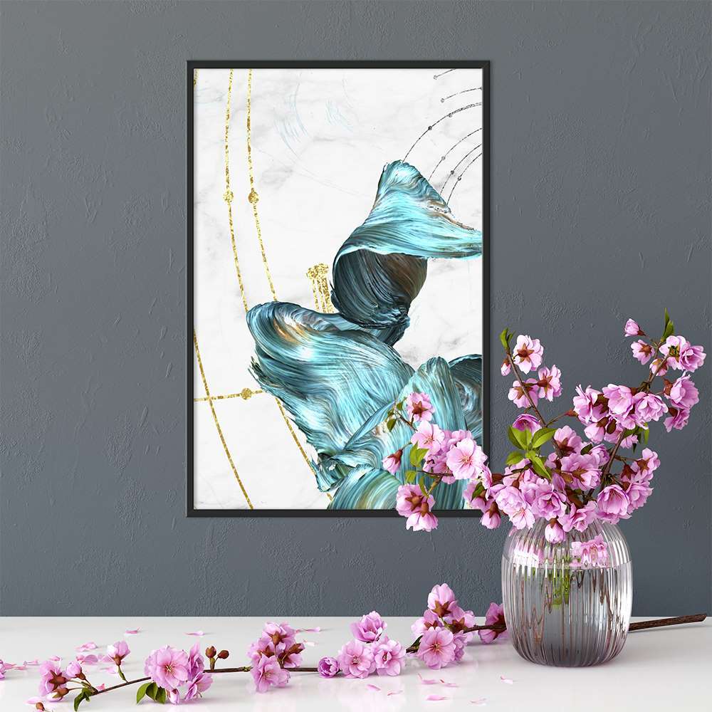 Turquoise Graphic Design Abstract New Chinese Prints