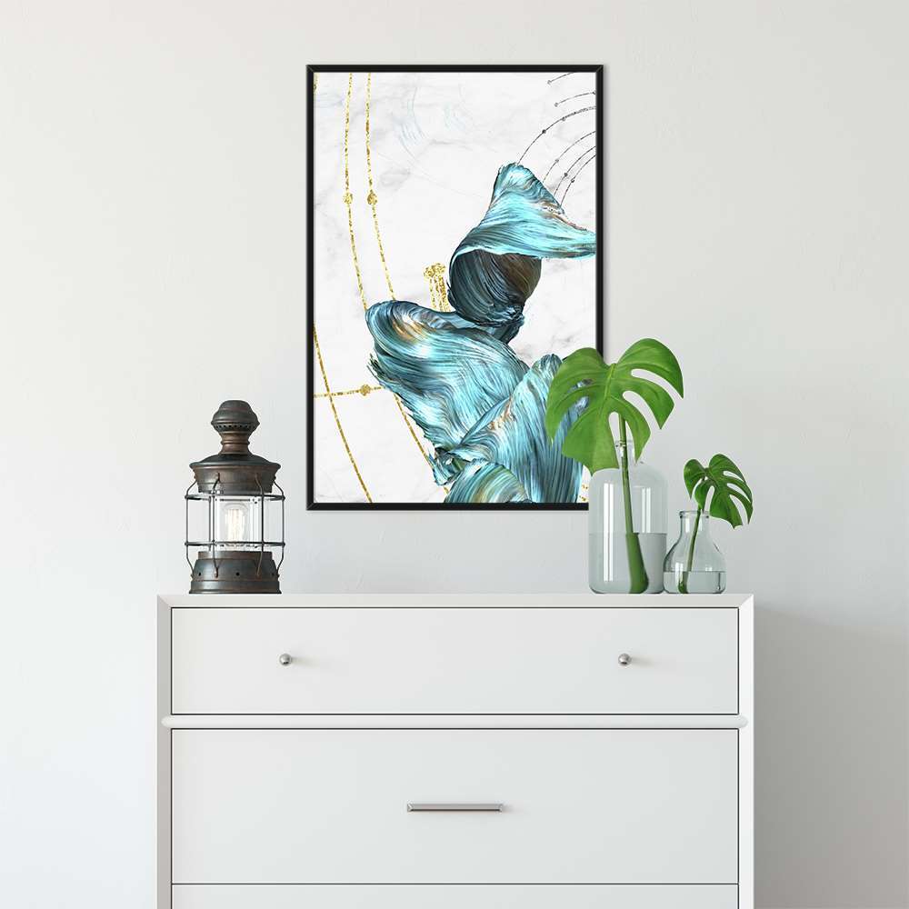 Turquoise Graphic Design Abstract New Chinese Prints