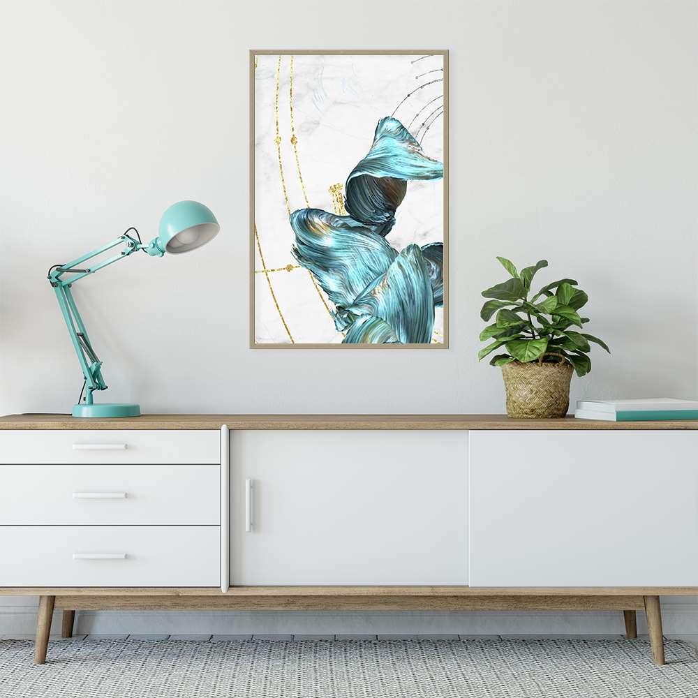 Turquoise Graphic Design Abstract New Chinese Prints