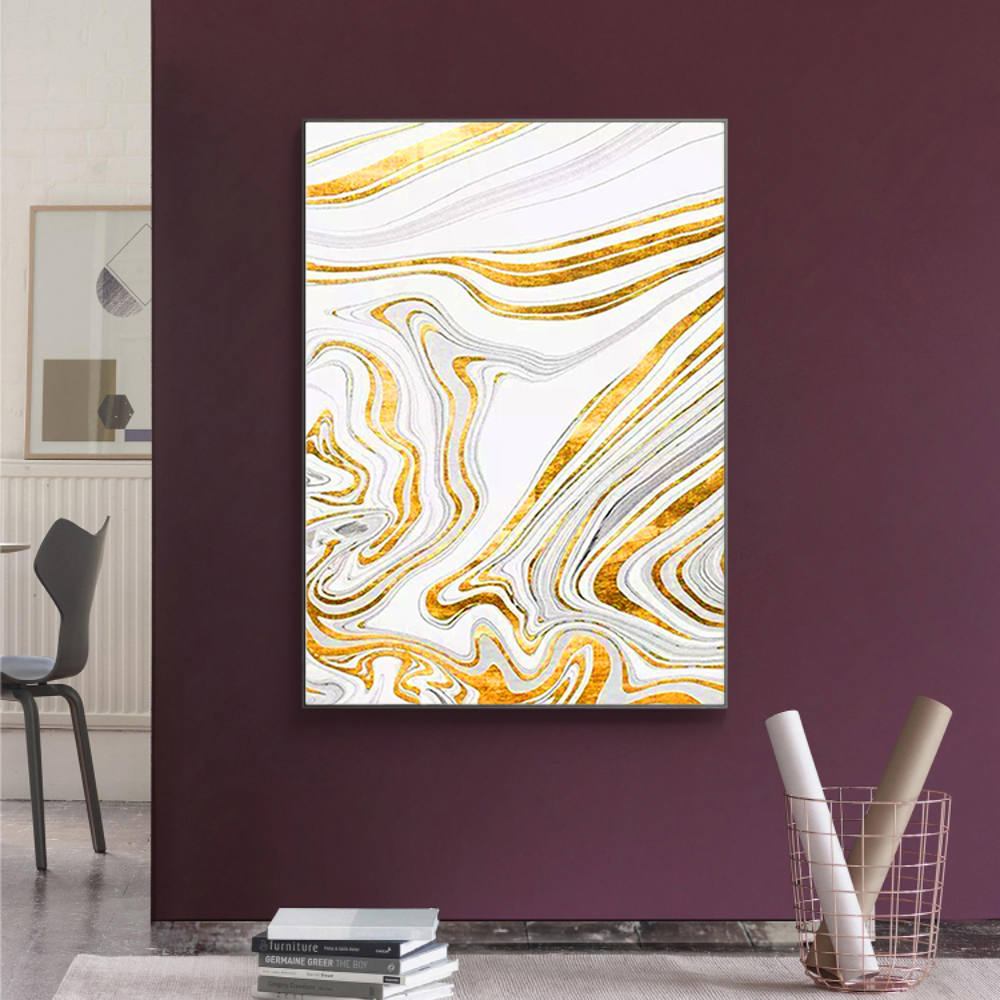 Golden Flow Marble Art Painting