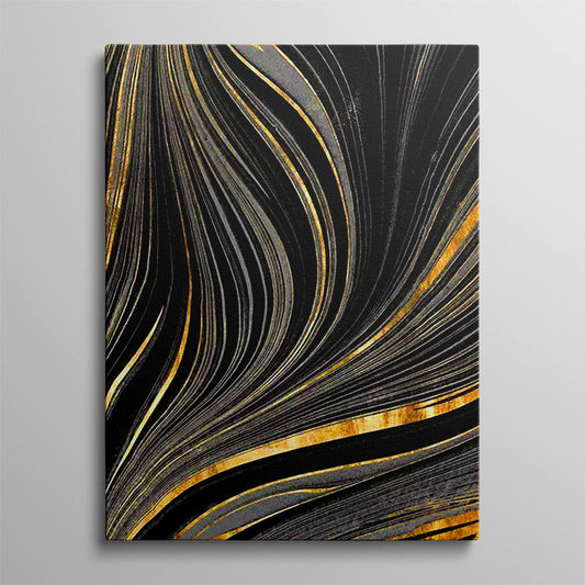 Black and Gold Waves Art Painting