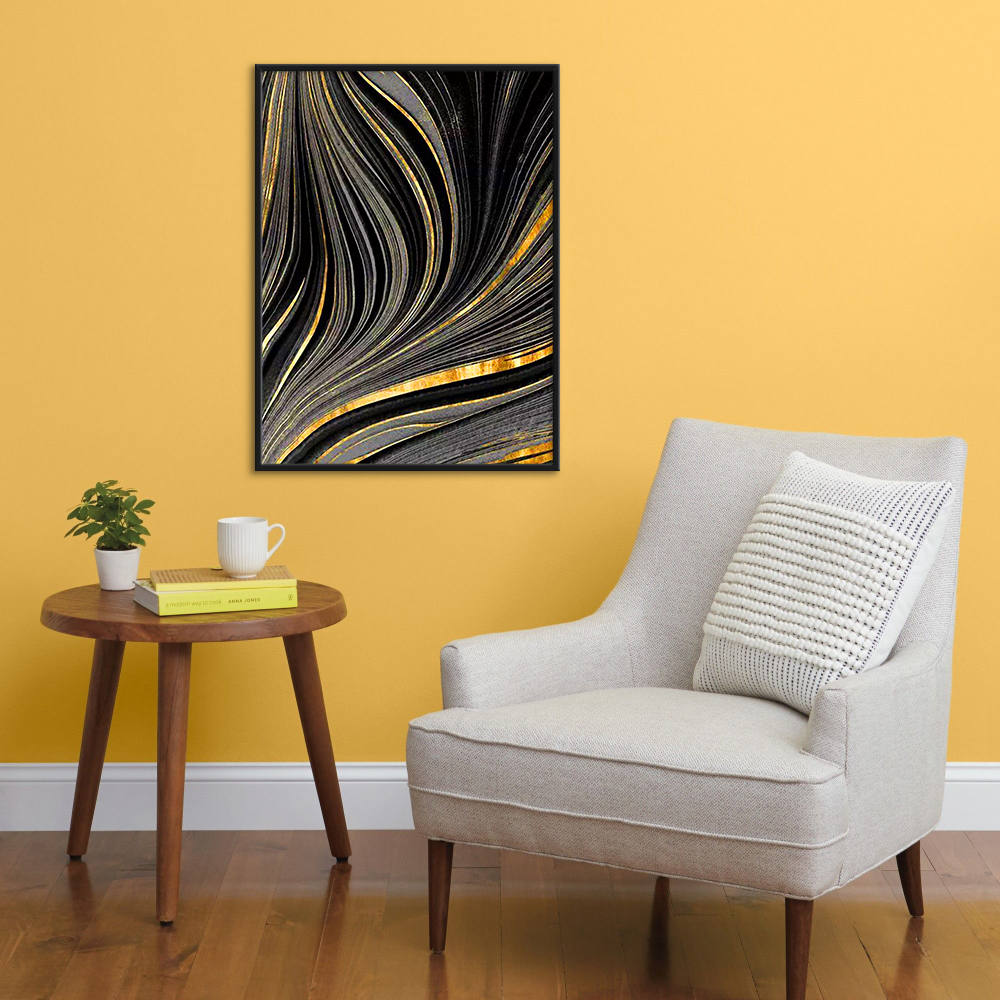 Black and Gold Waves Art Painting