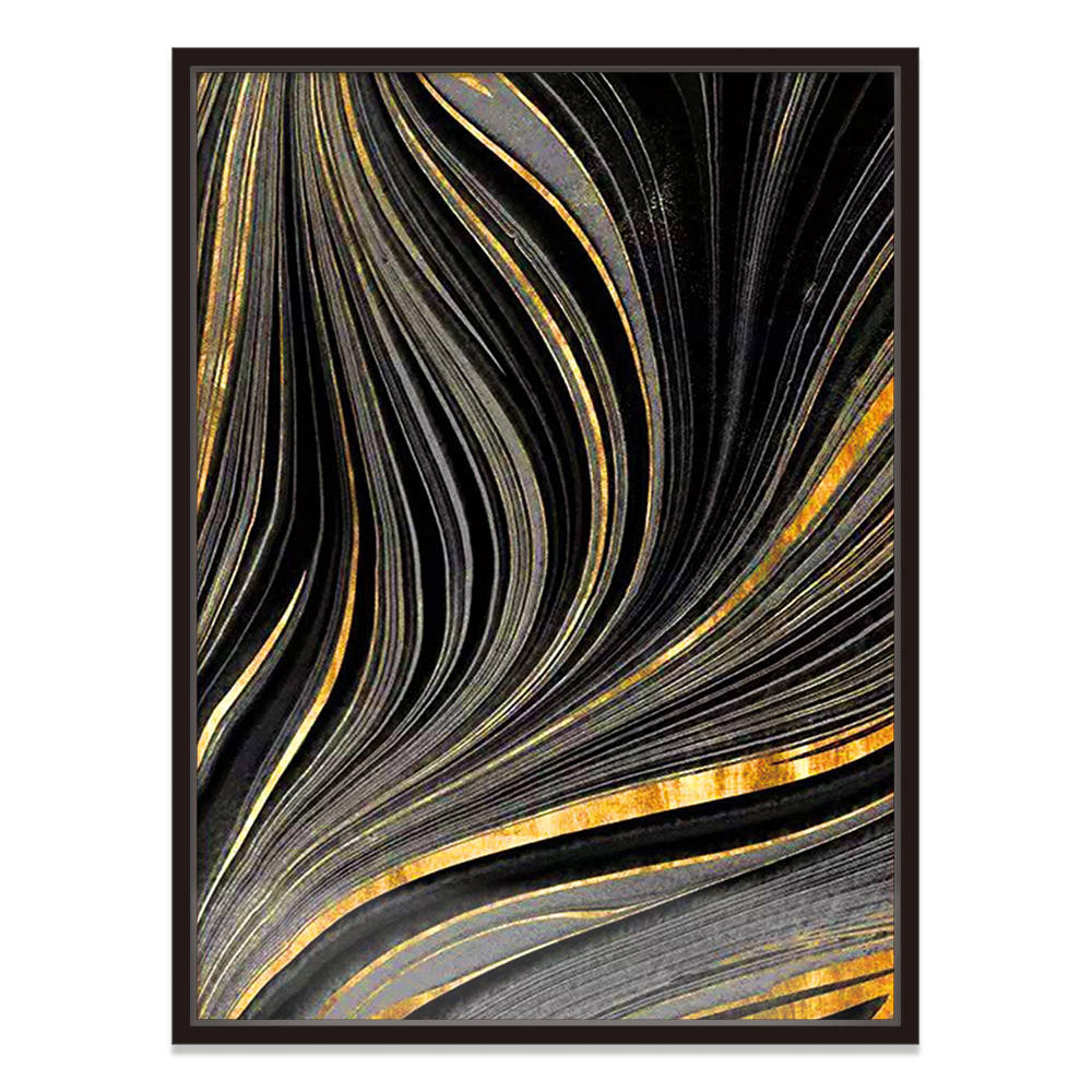 Black and Gold Waves Art Painting