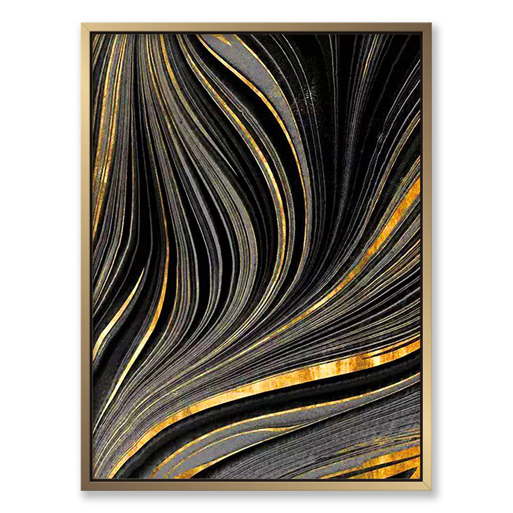Black and Gold Waves Art Painting