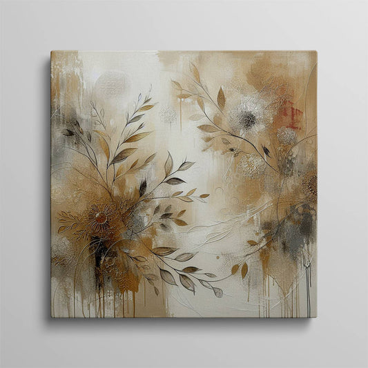 Brown Abstract Floral Oil Painting