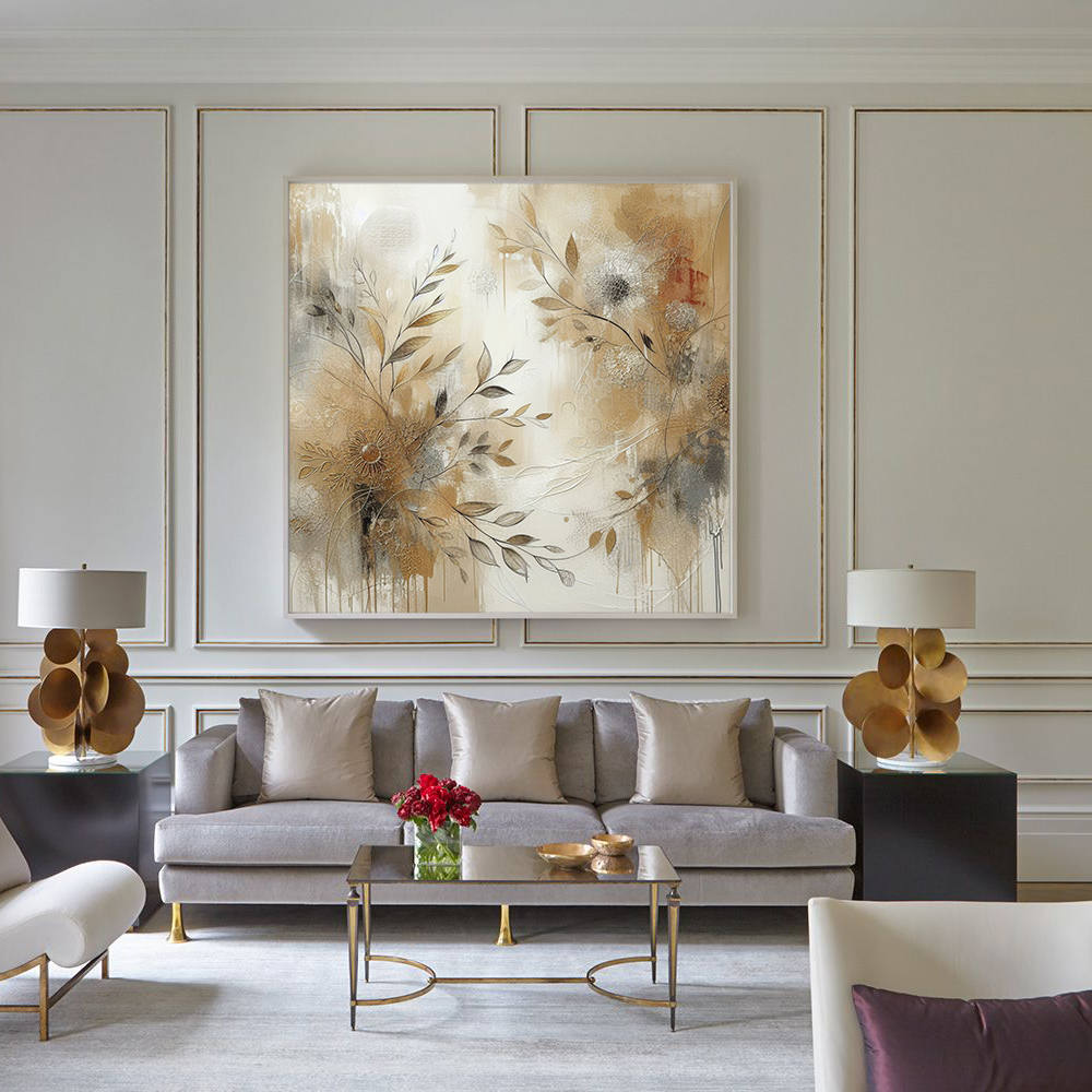 Brown Abstract Floral Oil Painting