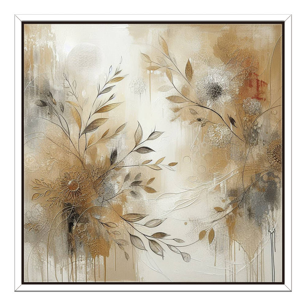Brown Abstract Floral Oil Painting