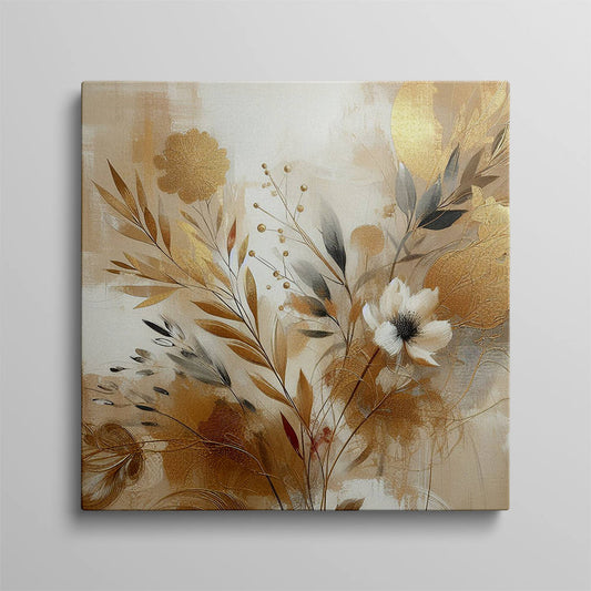 Touch of Brown Floral and Leaves Wall Art