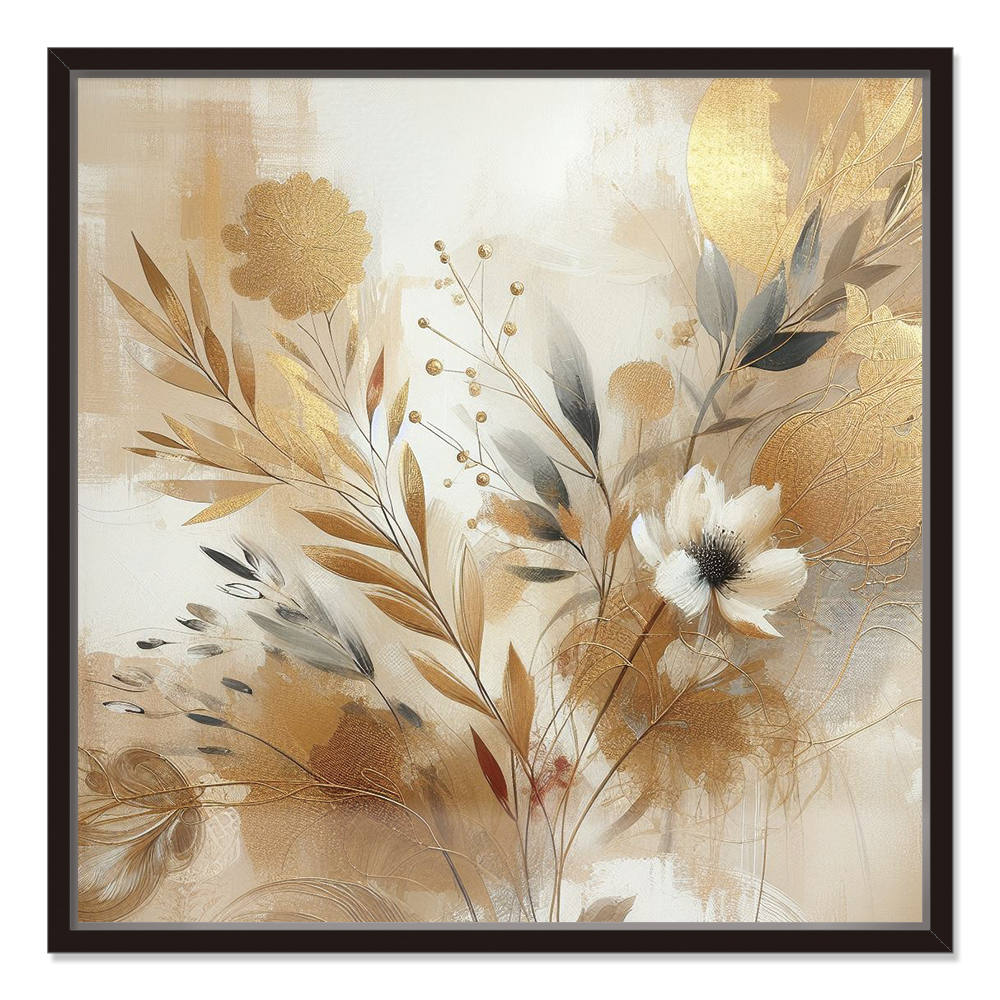 Touch of Brown Floral and Leaves Wall Art