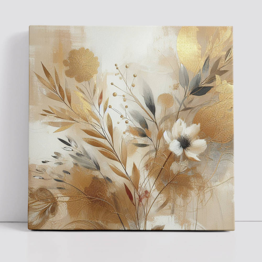 Touch of Brown Floral and Leaves Wall Art