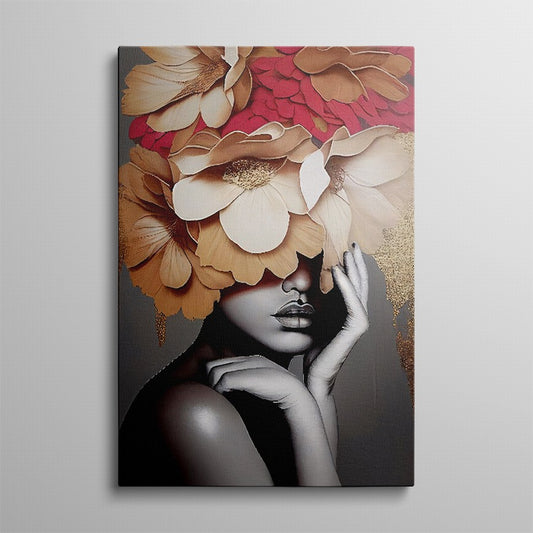 Mocha Petals Flower Canvas