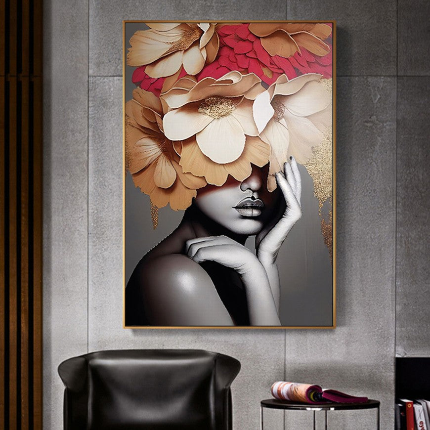 Mocha Petals Flower Canvas