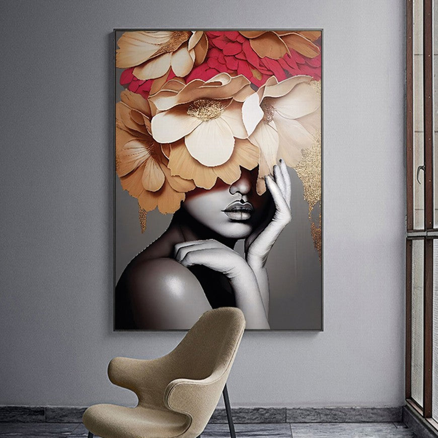 Mocha Petals Flower Canvas