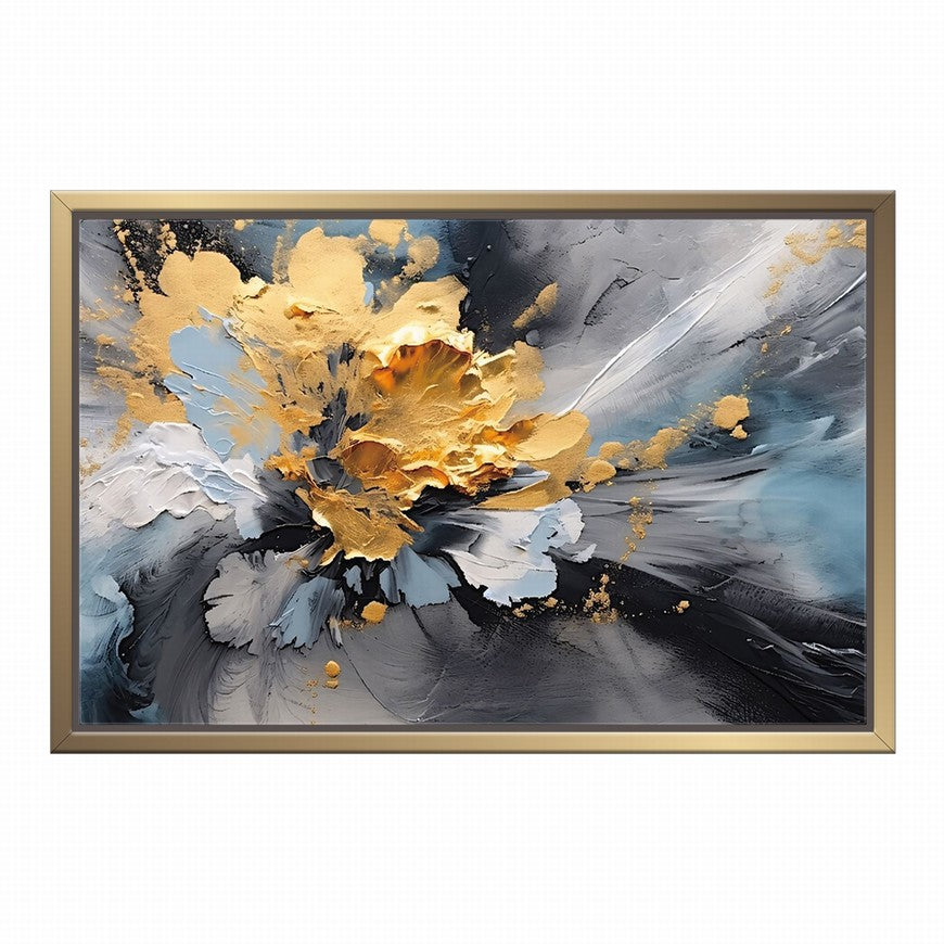 Golden Yellow Splash Floral Abstract Painting