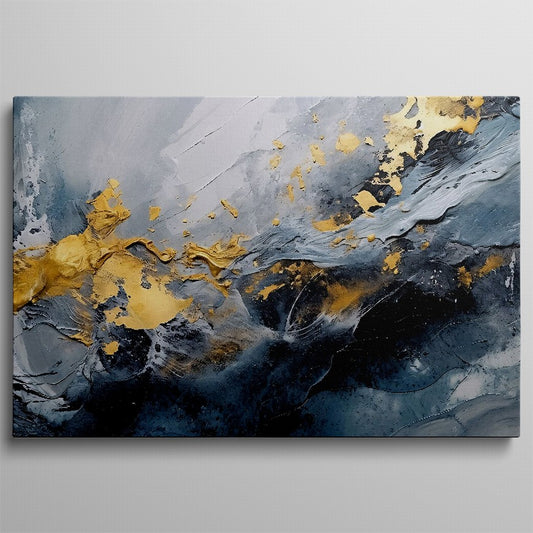 Dark Waves: Gold Splash Abstract
