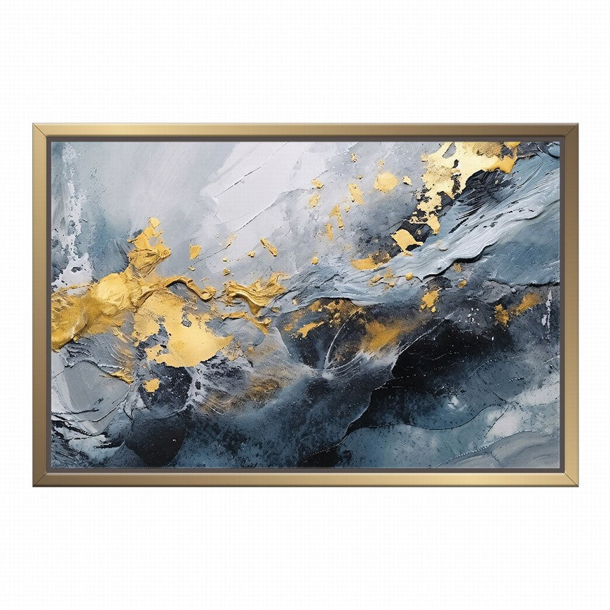 Dark Waves: Gold Splash Abstract